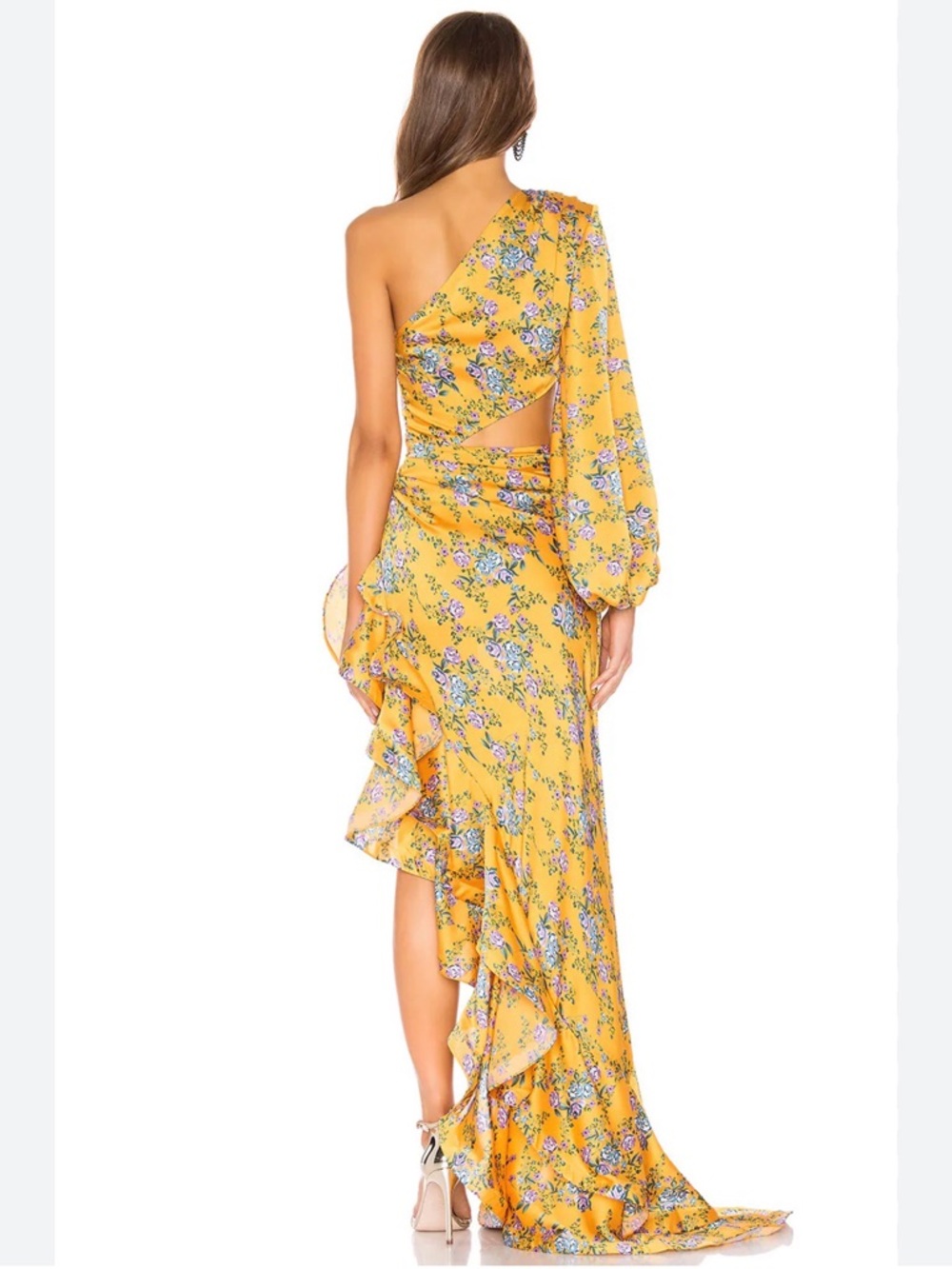 Bronx and Banco Mustard Yellow Floral Dress with Purple & Green Print - Picture 4 of 8